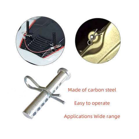Adjustable Porous Clevis Pin Kit With Spring Steel 8 Hole Pin And R Clip, Galvanized Extended 7 16 Inch Diameter, 4 Pack shown in use