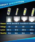 Toyota Tacoma Interior LED Light Kit Plug And Play Upgrade For 2005 2021 Models LED specifications display chart