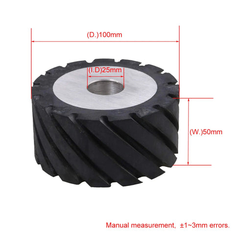 Top Shelf Aluminum Core Rubber Contact Wheel For Belt Sanders And Polisher Machines Featuring Serrated Grip Surface, 100mm x 50mm.