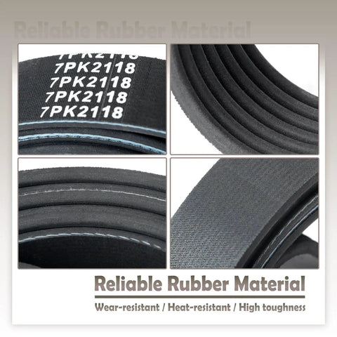 Ultimate 7PK2118 Serpentine Drive Belt For Toyota Tacoma Tundra V6 And Range Rover W12 Engine Replacement K070834 close-up of rubber material