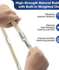 Hands holding Adjustable Brake Lathe Silencer Band For Ventilated Rotors with built-in weighted chain and vibration control features