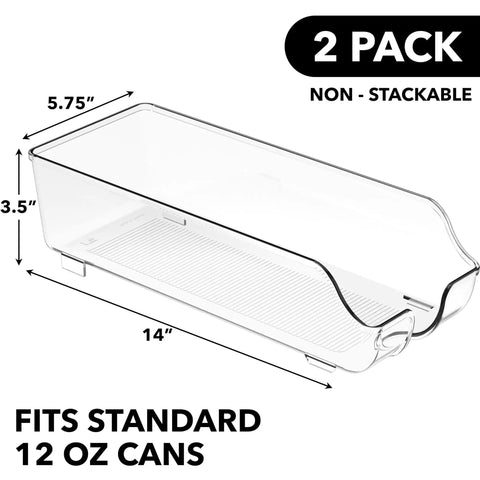 Slick Soda Can Organizer And Drink Dispenser Set Of Two For Fridge Or Pantry With Auto Roll Front To Keep Standard 12 Oz Cans Rolled Right Out Without The Hassle