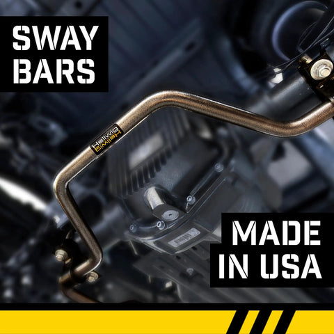 Heat Treated Chromoly Steel Rear Sway Bar 1-5/16 Inch Big Wig Setup installed in vehicle showing anti-roll feature.