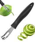 Lemon Zester and Garnish Channel Knife for Cocktails Triangular V Shaped Stainless Steel Bar Tool peeling a lime