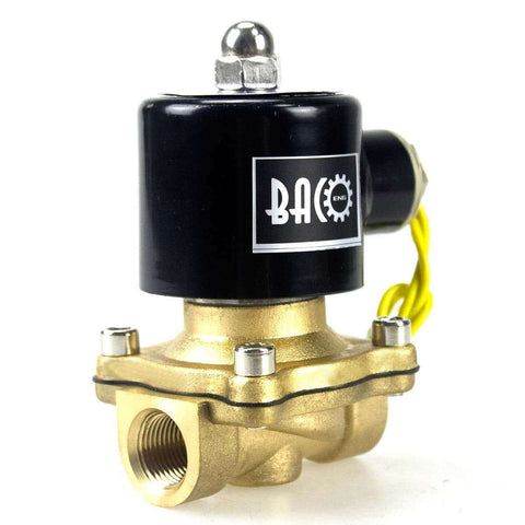 3/8 Inch Brass Electric Solenoid Valve, 12V DC Normally Closed, NPT Thread, Durable Brass Body, High Security Shutoff