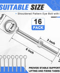 16 Pack Shouldered Eye Bolts With Nuts Half Inch By Six Inch Hot Dip Galvanized Heavy Duty Industrial Lifting Anchoring Hanging For Real World Builds Tough As Nails Construction And DIY Projects, 1/2 x 6 in eye bolt with nut