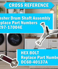 Six Pack Direct Replacement Washer Flange Shaft Kit With Hex Bolts For Front Load Washers Easy Install Replaces DC97-17004E And DC60-40137A Helps Restore Tub Support And Reduces Noise For Quiet Reliable Laundry Days, washer drum shaft and hex bolt cross reference