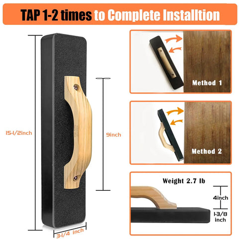Heavy Duty Tapping Block For Wood Floor Installations, Mallet-Free And Safer, 2.7 Lb Weight, 15-1/2 Inch Length, HDPE with wooden handle