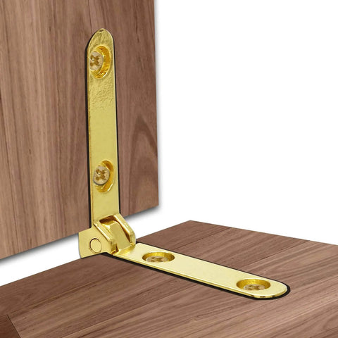 Gold 12 Pack Mini Jewelry Box Hinges 90 Degree Zinc Alloy With Screws, 1.18 Inch Square 0.23 Inch Thick Hinges installed on wooden panels