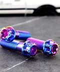 Pack Of 4 Grade 5 Titanium Torx Bolts M10 X 1.25 Pitch Brake Caliper Screws Dual Drive Flange Head with colorful finish