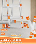 Heavy Duty 20ft A Frame Extension Ladder With Stabilizer Bar And Wheels 6 Step Ladder aluminum frame with non-slip stabilizer bar and wheels
