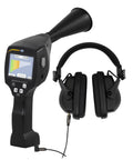 Slick Ultrasonic Leak Detector With Laser Pointer For Dead Nuts Accurate Scans On Compressed Air Gas Steam And Vacuum Lines 40 KHz Frequency handheld tool with headphones.