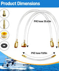Hydraulic Steering Bleed Kit For Boats With Leak Proof Brass Connectors And Quick Connection Pro Grade Enhanced Marine Bleeder Tool For Clean Fill And Drain Upgraded Cap Thread For Smooth Boat Steering System Maintenance dimensions with PVE hoses and brass fittings.