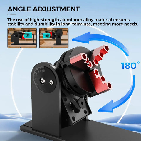 Angle adjustment feature of Beefy Rotary Roller Engraver For Wood Projects, showcasing Y Axis Rotary Capability.