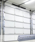 Heavy Duty Built Tough Garage Door Vertical Track Kit With Connecting Plates And Screws 76 Inch Galvanized Steel Rails installed