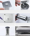 Heavy Duty Stainless Steel Furniture Legs Set Of 4 With Screws, Adjustable Feet shown with bed installation