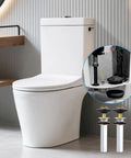 Heavy Duty Toilet Tank To Bowl Gasket Kit With Three Sets Of Stainless Steel Bolts Universal Fit For Two Piece Toilets Easy Install shown with toilet.