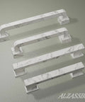 Six Pack White Marble Zinc Alloy Cabinet Pulls Solid Construction With 96 Mm Hole Centers 113 Mm Overall Length 29 Mm Projection
