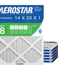 14x20x1 MERV 8 High Efficiency Pleated HVAC Filter Pack 6 for Your Home Furnace and AC Keeps Dust Lint Mold and Allergens Pollen Out With Universal 1 Inch Slot Fit