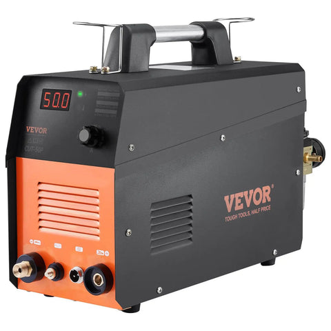 Pro Spec 50 Amp Plasma Cutter With Non-Touch Pilot Arc Torch, Dual Voltage 110V And 220V IGBT Inverter, Zero Hassle Metal Cutting Rig viewed from a side angle.