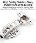 2 Pack Detachable Stainless Steel Full Overlay Cabinet Hinges With Hydraulic Soft Close Damper, close-up view, text overlay.