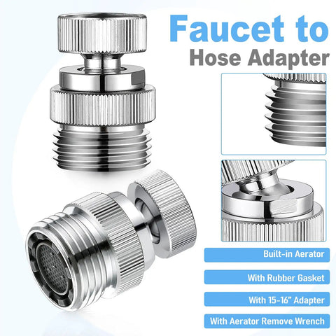 Brass Faucet To Hose Adapter With Aerator And Swivel Three Quarter Inch Female To Three Quarter Inch Male Hose Thread