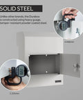 Through-The-Door Drop Box Deposit Safe In Heavy-Duty Steel With Lock, 12x6x15 Inches, detailed measurements in image.