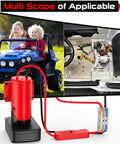 Upgraded Milwaukee 12V Battery Adapter for Ride On Wheel Toys with all-in-one switch and fuse, shown in DIY installation.