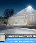 600W Solar Street Light With Motion Sensor Dusk To Dawn 6500K Daylight White illuminating residential driveway at night