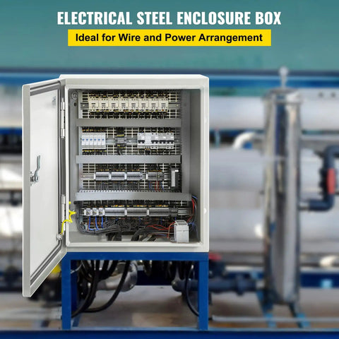 Heavy Duty 12 X 10 X 6 Inch Steel Electrical Enclosure Nema 4x Ip66 Straight Up Waterproof Junction Box with interior wiring.
