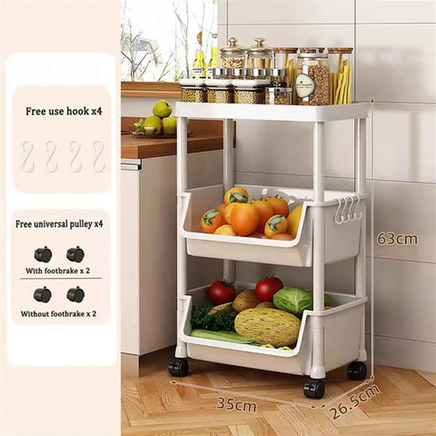 Rolling Storage Cart With Sweet Smooth Rollers And Three Layer Utility Shelf Rack For Cluttered Closets And Take It Anyway You Want And Mobile Organizer For Bathroom Kitchen Bedroom Laundry