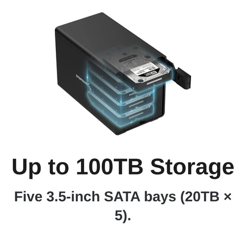 Heavy Duty 5 Bay Usb C Storage Dock Serving Up Lightning Fast 10Gbps Transfers For 3.5 Inch Drives with five 3.5-inch SATA bays.
