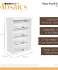 Slick White Modular Storage Organizer Kit With Adjustable Hanging Rods Roomy Shoe Cubbies Four Stackable Drawers Three Tier Shelving And Secure Door Cabinet For Hassle Free Home Organization, stackable shoe shelf unit.