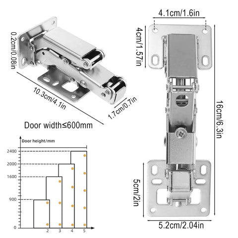 2 Pack 170 Degree Soft Close Cabinet Hinges for Corner Cabinets with dimensions and adjustable angles displayed