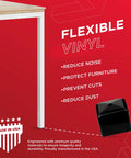 Image of 2 Inch Square Tube End Caps For Black Metal Tubing, Flexible Plastic Hole Plugs, with text on benefits and Made in USA logo.