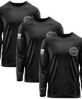 Custom Long Sleeve Shirts For Men Hi Visibility Safety Workwear Tee Black Company Uniform Custom Print Ready Built Tough black long sleeve shirt pack