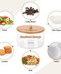 Rustic Glass Coffee Filter Holder With Lid, Easy Access Storage Dispenser For Counter holds coffee beans, cookies, nuts