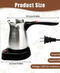 Electric Turkish Coffee Pot 600ml With Foldable Handle Stainless Steel Heating Tea Kettle 110V US Plug For Home And Travel Makes Five To Six Cups Quick Go To Rich Turkish Brew In Every Pot