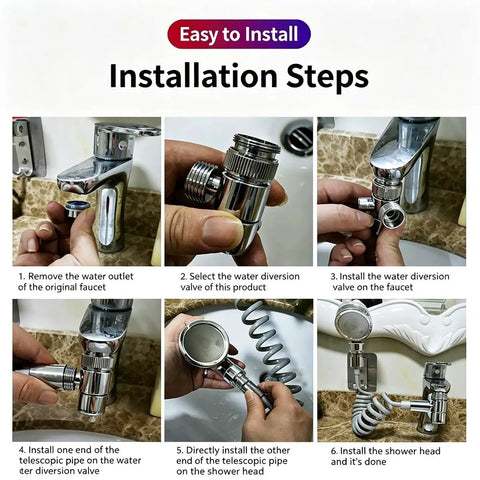 Installation steps for Universal pull down kitchen faucet with flexible hose 2 mode water supply/stop button ideal for bathing cleaning and grooming pets Rubinetto Cucina.