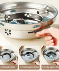 Adjustable lid detail on Go-To Portable Alcohol Stove Set For Camping And Backpacking with stainless steel design.