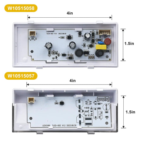 Must Have Three Pack Refrigerator LED Light Set With Tapered Lens And Bezel For Whirlpool Kenmore Maytag And KitchenAid W10515058 W10515057 dimensions