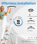 Woman installing Six Pack 2640LM Dimmable LED Flush Mount Ceiling Light Fixtures With 5CCT 2700K To 6500K Selectable, no drill needed