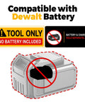 Brushless Cordless Rivet Gun Compatible With Dewalt 20V Max Battery Tool Only image showing tool warning and battery not included