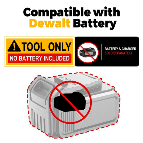 Brushless Cordless Rivet Gun Compatible With Dewalt 20V Max Battery Tool Only image showing tool warning and battery not included