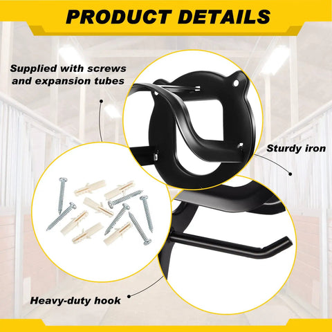 Triple Pack Horse Bridle Rack Hook Set With Metal Bridle Hanger Brackets For Tack Storage In Barn includes screws and tubes