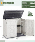 20 Cu Ft Outdoor Storage Cabinet With Adjustable Shelf And Lockable Doors, Weatherproof Resin Shed dimensions and design