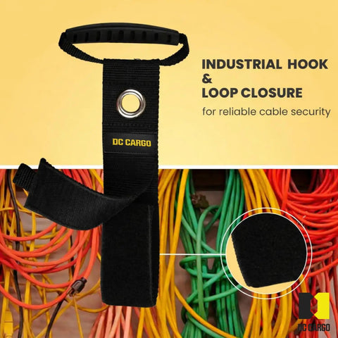 Pack Of 2 E Track Cord Organizer For Trailers Trucks And RVs Keeps Cords Cables Hoses And Ropes From A Messy Tangle With 17 Inch Hook And Loop Closure For Secure Storage product shown with colorful cords