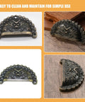 Old School Antique Bronze Lion Head Cabinet Handles Two Pack With Half Round Drawer Pulls for rustic wardrobes and cupboards.