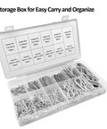 250 Piece Cotter Pin Hairpin R Clips Assortment Kit Beefy Heavy Duty Zinc Plated Steel Spring Fasteners Hitch Pins Clips in storage box