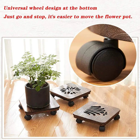 Real Pine Wood Plant Dolly With Heavy Duty Roll Casters And Waterproof Base For No Sweat Moving Indoor Outdoor Flower Pots Up To Two Hundred Pounds Superb Ride